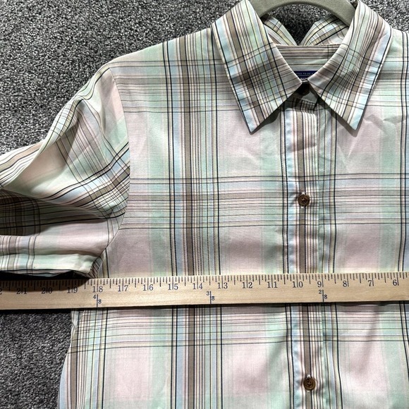Pendleton Button‎ Up Blouse Top Women 6 Green Plaid Long Sleeve Pockets Cotton - Picture 4 of 12